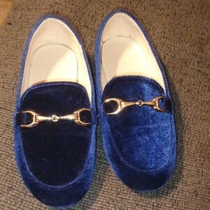 Boys' Velvet Horsebit Loafers in Deep Blue